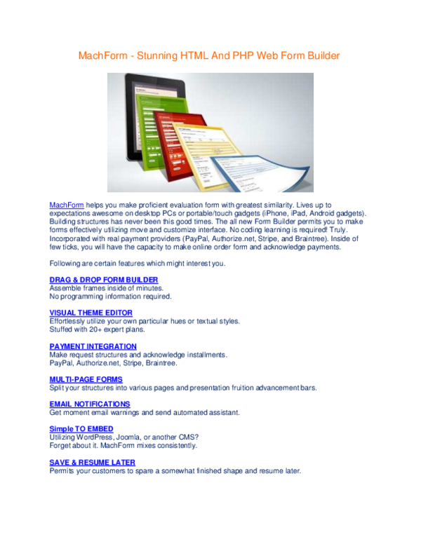 (PDF) MachForm - Stunning HTML And PHP Web Form Builder