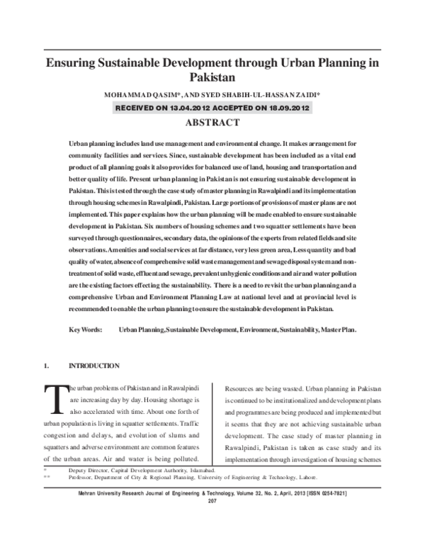 (PDF) Ensuring Sustainable Development through Urban Planning in