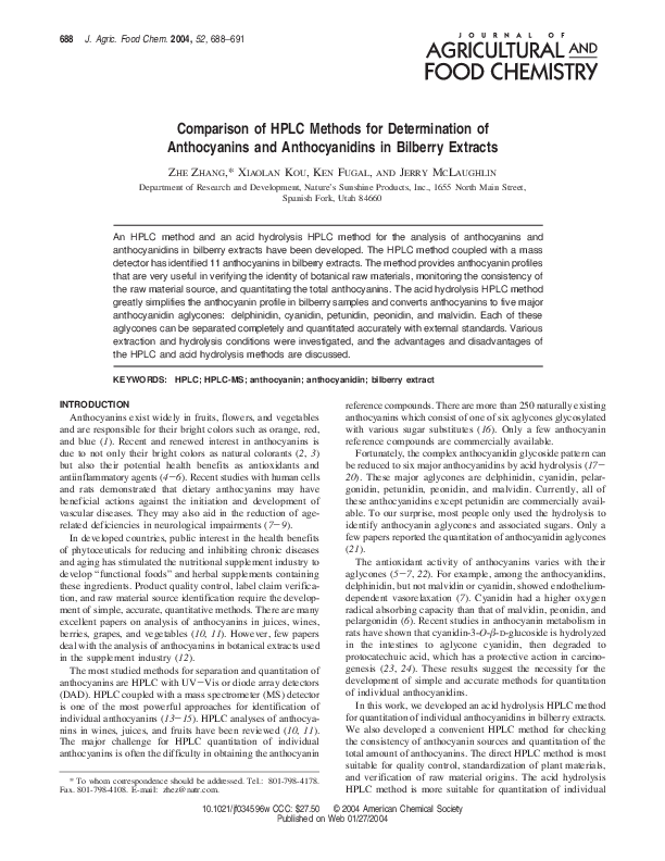 (PDF) Comparison of HPLC Methods for Determination of Anthocyanins and ...