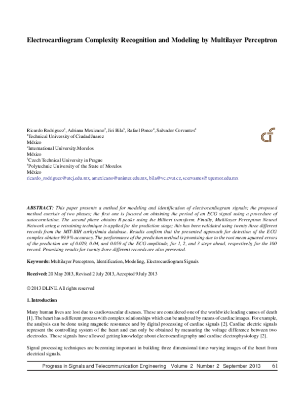 (PDF) Electrocardiogram Complexity Recognition and Modeling by ...
