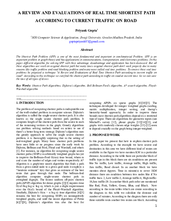 (DOC) A REVIEW AND EVALUATIONS OF REAL TIME SHORTEST PATH ACCORDING TO ...