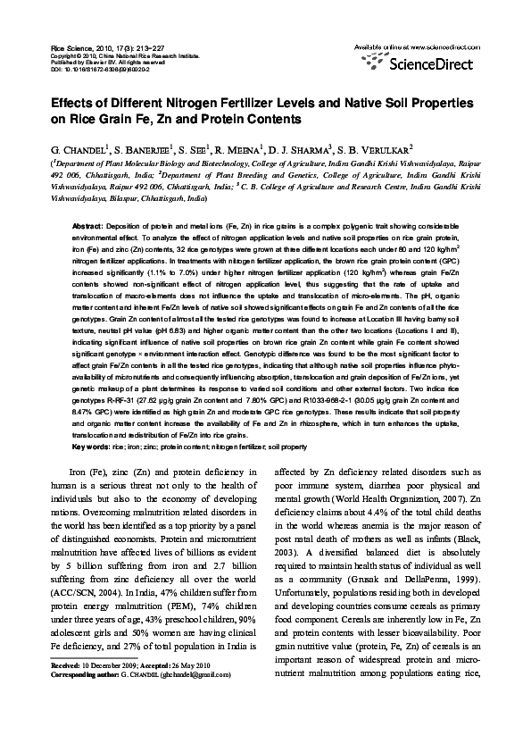 (PDF) Effects of Different Nitrogen Fertilizer Levels and Native Soil ...