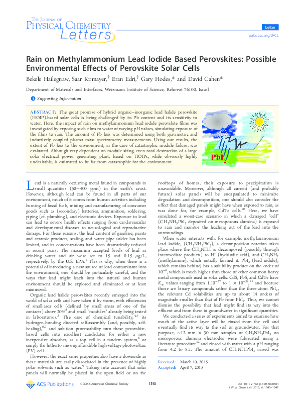 (PDF) Rain on Methylammonium Lead Iodide Based Perovskites Possible