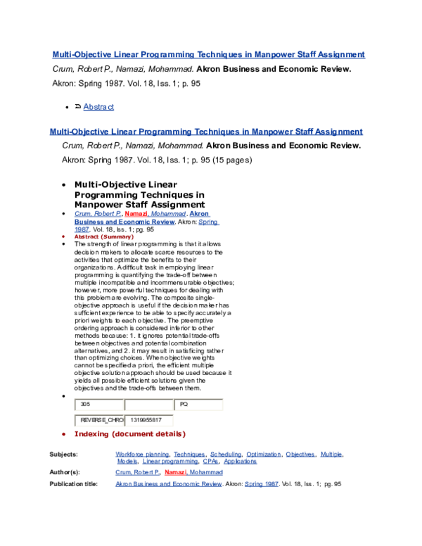 (DOC) Multi-Objective Linear Programming Techniques in Manpower Staff ...