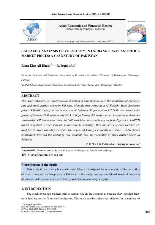 Pdf Causality Ysis Of Volatility In Exchange Rate And Stock Volatility In Exchange Rate