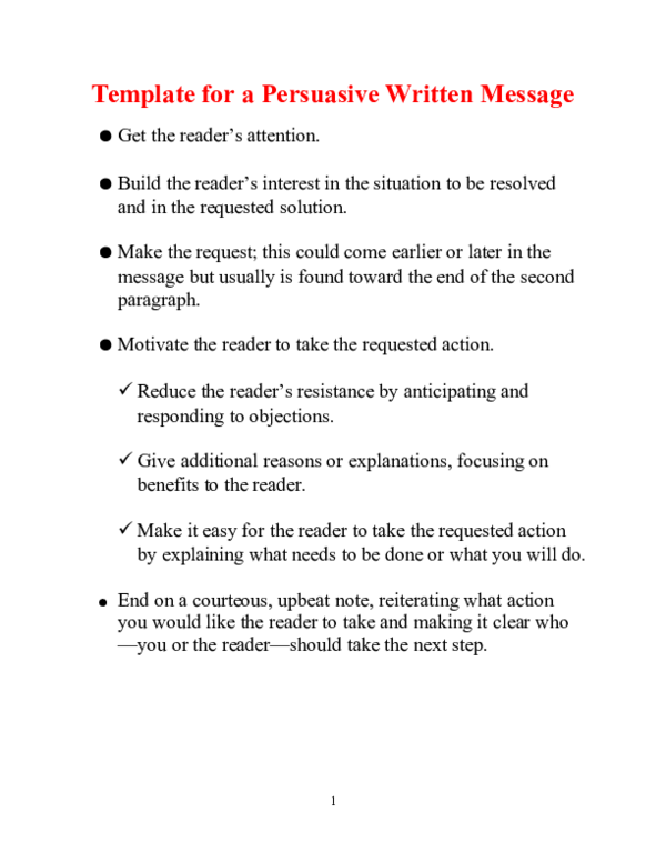 (DOC) Template for a Persuasive Written Message