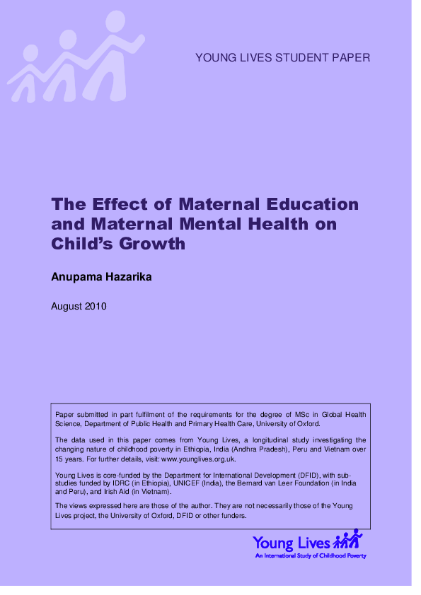 (PDF) The Effect of Maternal Education and Maternal Mental Health on ...