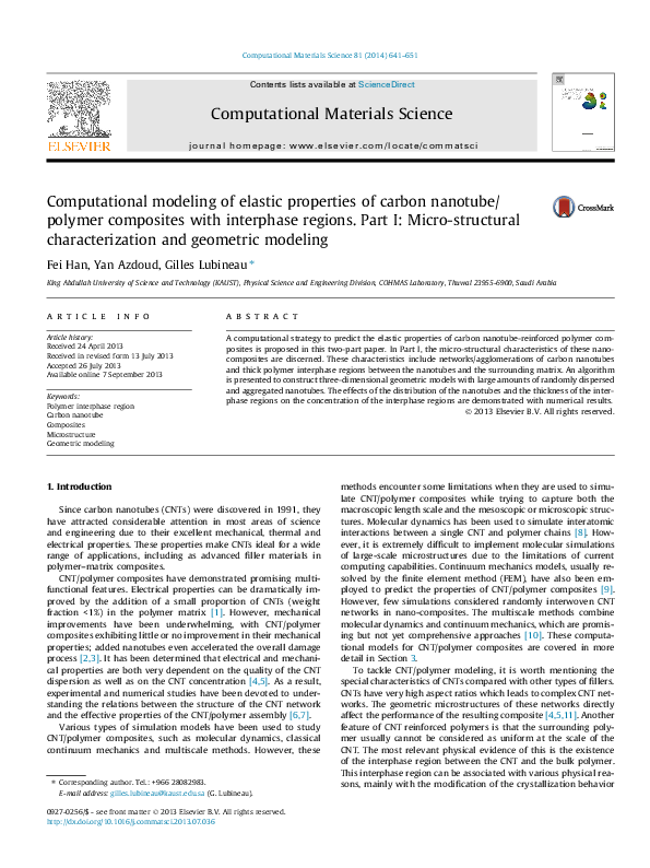 Computational modeling of elastic properties of carbon nanotube ...