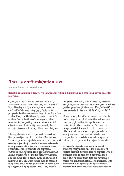 (PDF) Brazil's draft migration law