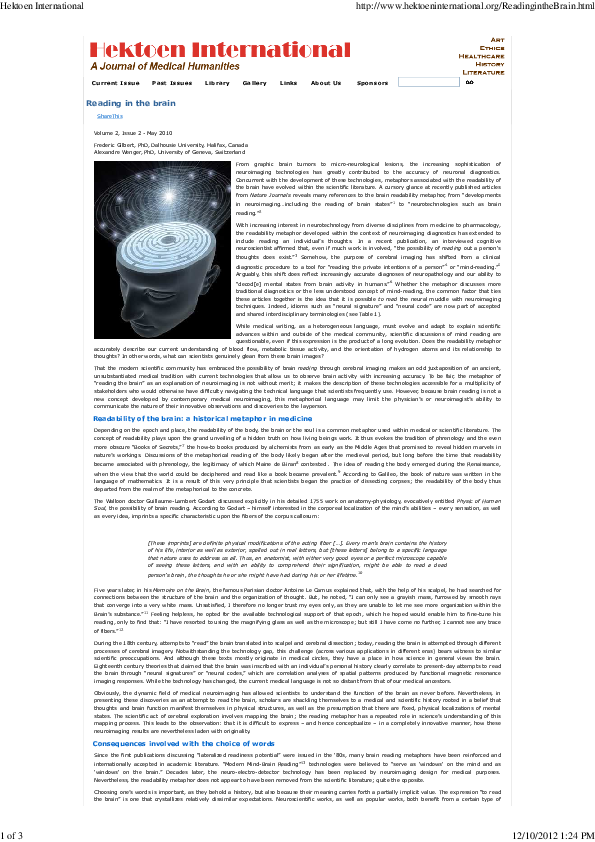 (PDF) Reading in the brain