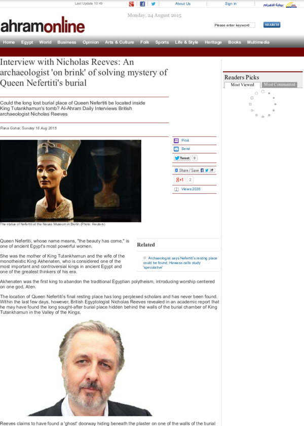 (PDF) Interview with Nicholas Reeves: An Archaeologist 