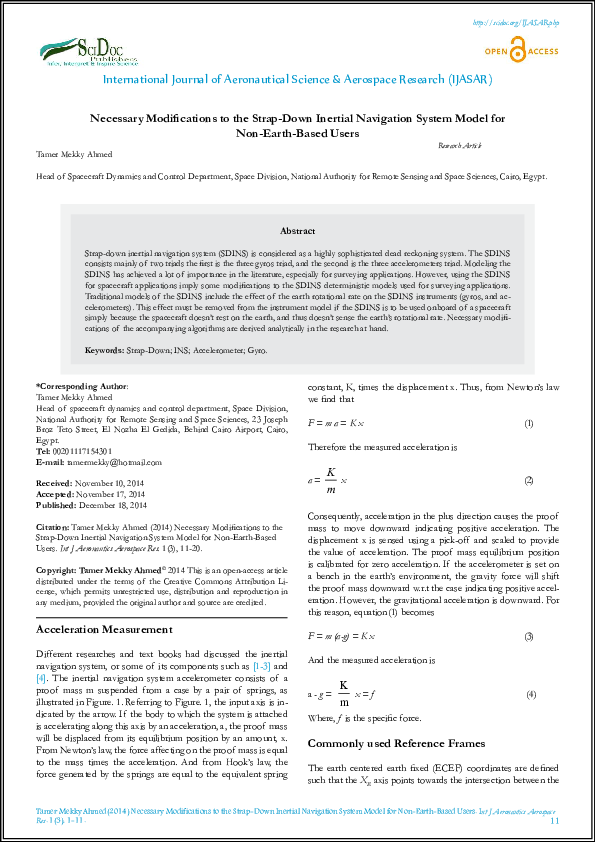 (PDF) Necessary Modifications to the StrapDown Inertial Navigation