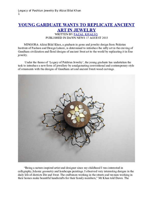 Doc Abk Jewelry In Dawn News Alizai Bilal Khan Academia Edu