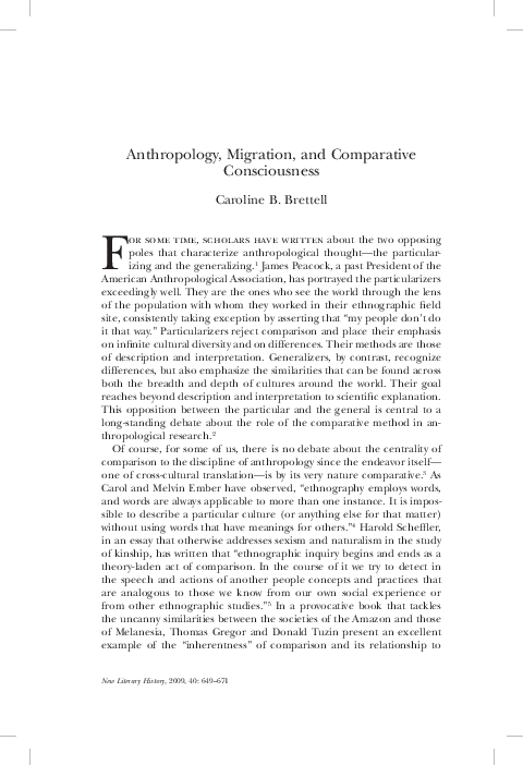 (PDF) Anthropology, Migration, and Comparative Consciousness