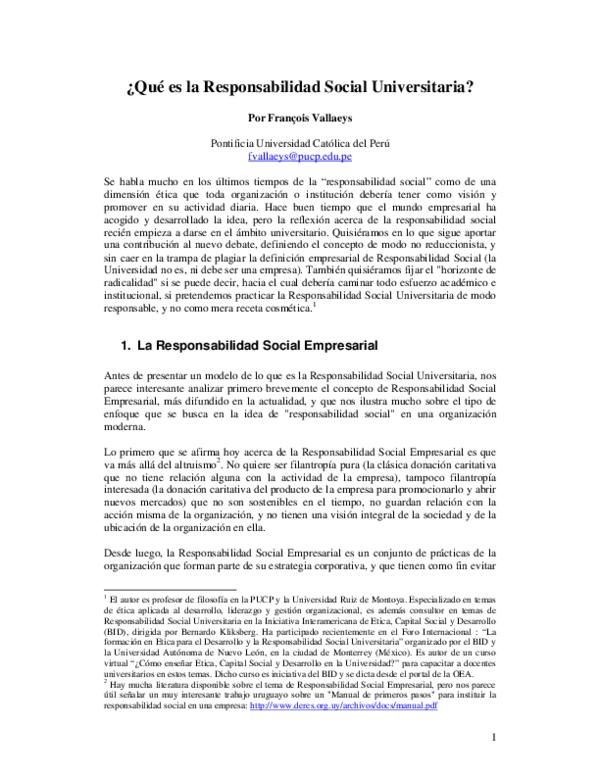 Pdf Qué Es La Responsabilidad Social Universitaria