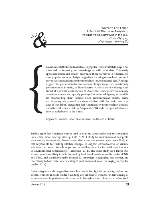(PDF) Women’s EcoLabor A Feminist Discourse Analysis of Popular Media