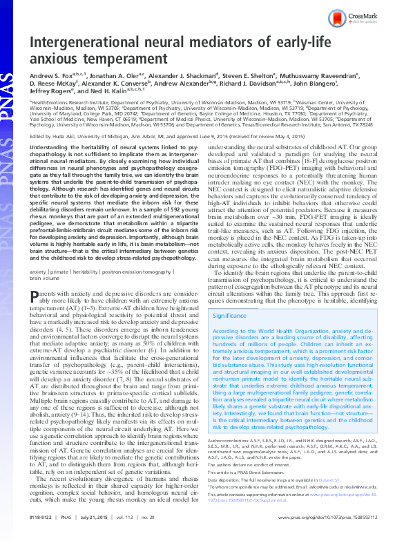 The Biology Of Anxious Temperament May >> Pdf Intergenerational Neural Mediators Of Early Life Anxious The Biology Of Anxious Temperament May >> Pdf Intergenerational Neural Mediators Of Early Life Anxious