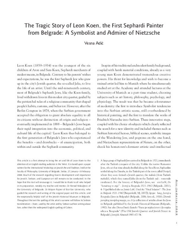 (PDF) The Tragic Story of Leon Koen, the First Sephardi Painter from ...