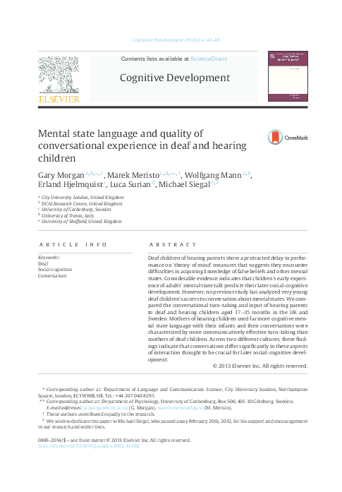 (PDF) Mental state language and quality of conversational experience in ...