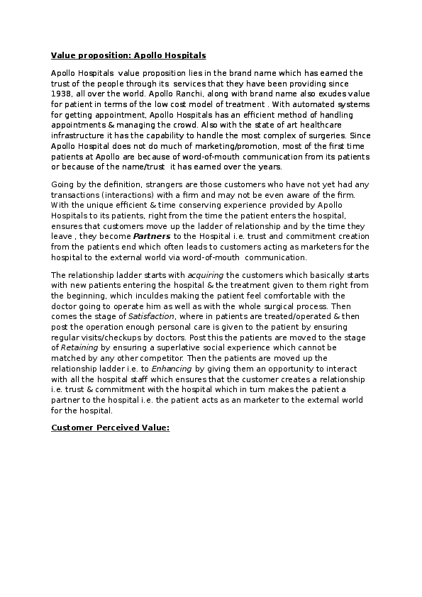 (DOC) Value proposition Apollo Hospitals Gaurav Kumar Academia.edu