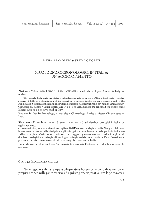 dendrocronologia relativo datazione