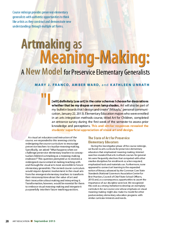 (PDF) Artmaking as MeaningMaking A New Model for Preservice