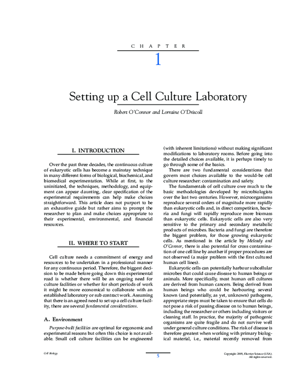(PDF) Setting up a Cell Culture Laboratory Lorraine O'Driscoll
