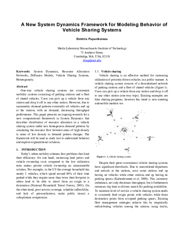 (PDF) A New System Dynamics Framework for Modeling Behavior of Vehicle ...
