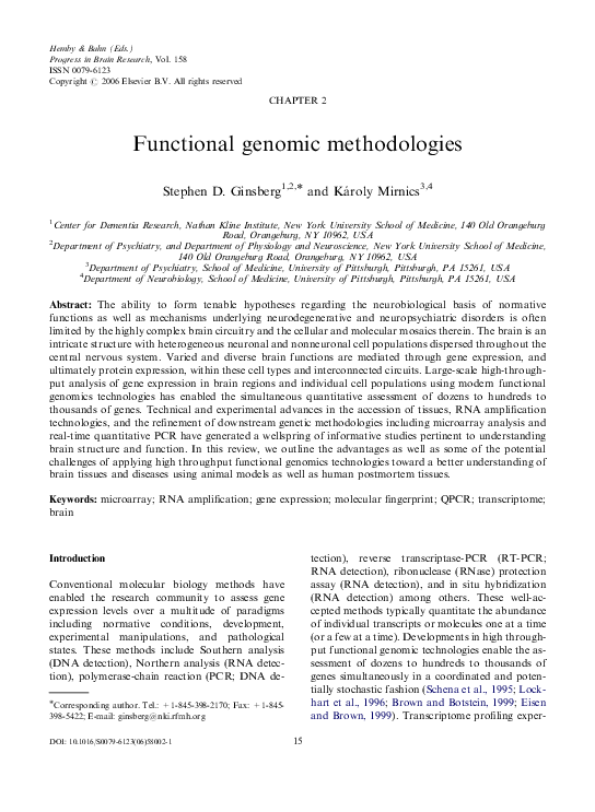 (PDF) Functional genomic methodologies
