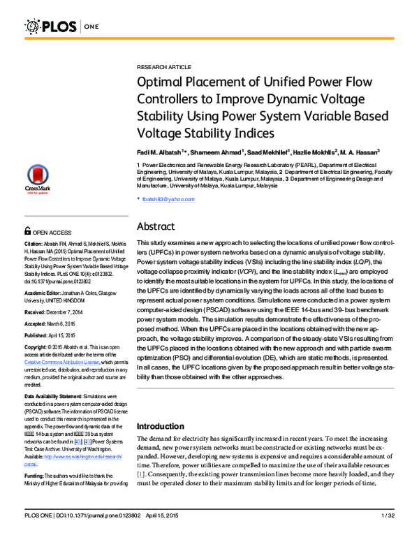 (PDF) Optimal Placement of Unified Power Flow Controllers to Improve ...
