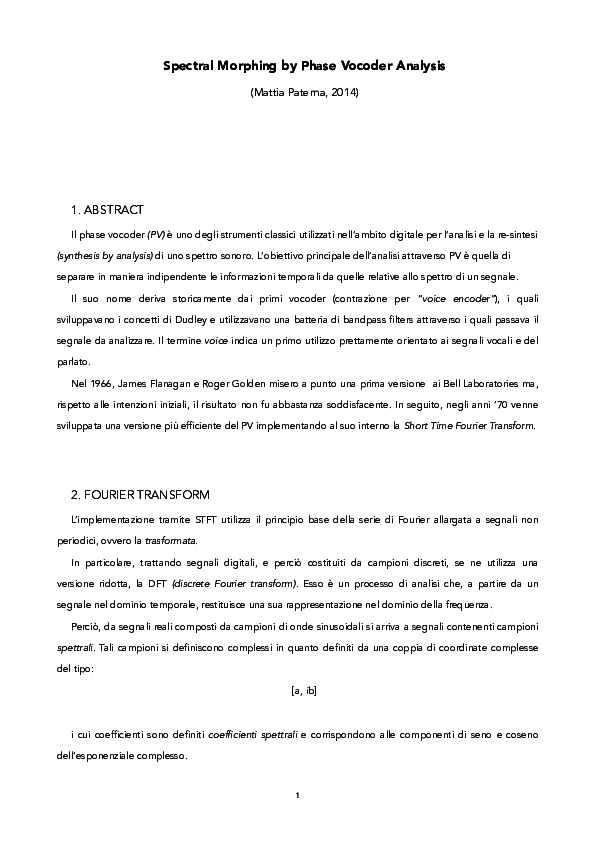 (PDF) Spectral Morphing by Phase-Vocoder Analysis