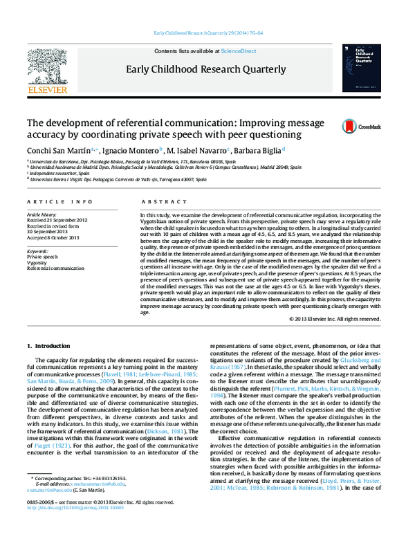(PDF) The development of referential communication: Improving ...