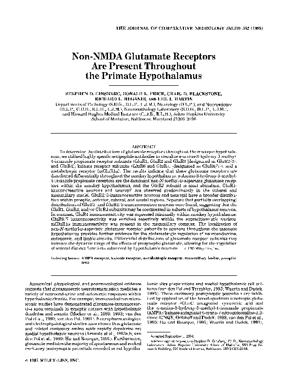 (PDF) Non-NMDA glutamate receptors are present throughout the primate ...