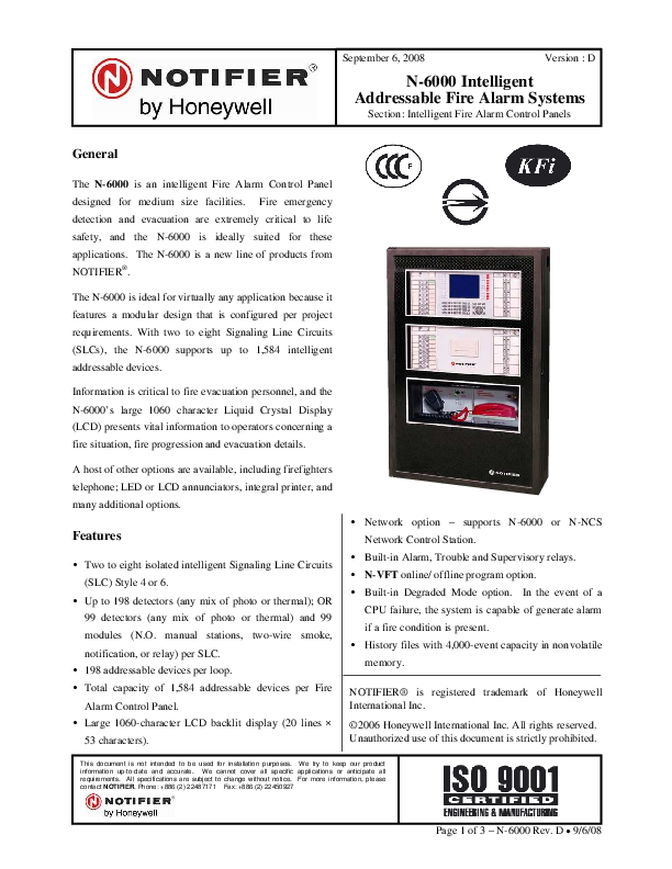 (PDF) N6000 Intelligent Addressable Fire Alarm Systems Section
