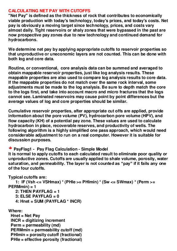 (PDF) CALCULATING NET PAY WITH CUTOFFS