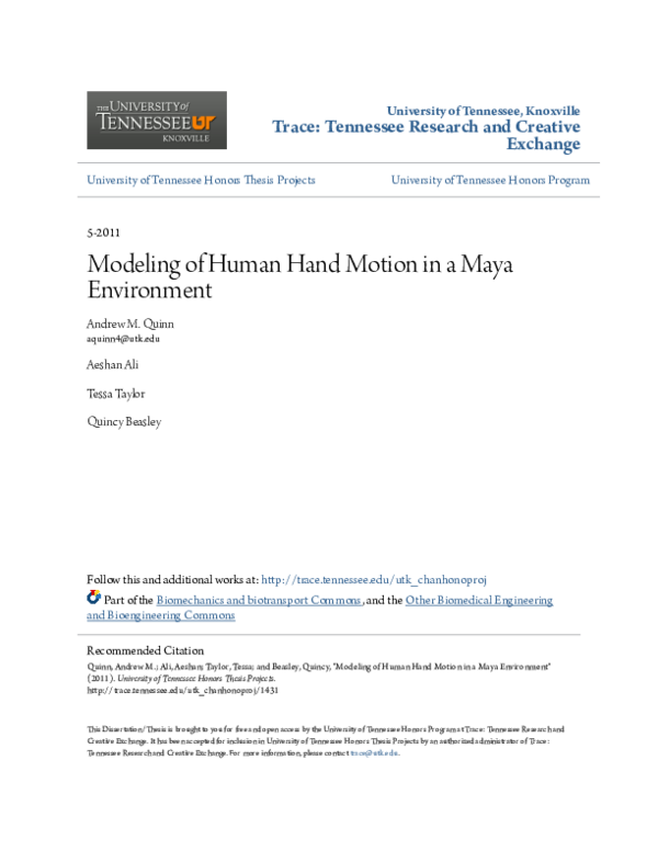 (PDF) Modeling of Human Hand Motion in a Maya Environment