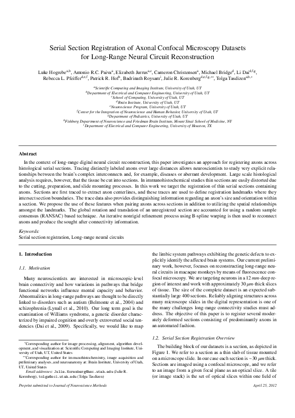 (PDF) Serial section registration of axonal confocal microscopy