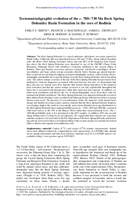 (PDF) Tectonostratigraphic evolution of the c. 780 – 730 Ma Beck Spring ...