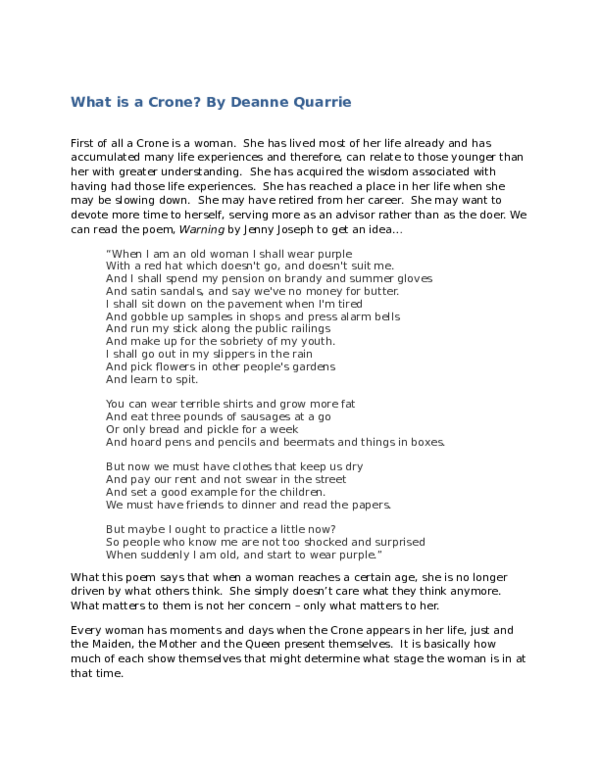 (DOC) What is a Crone?