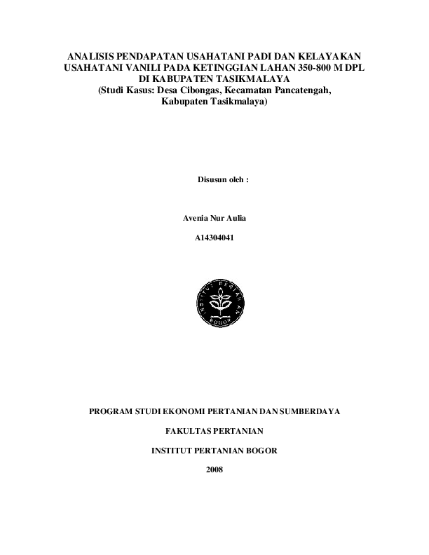 Pdf Tanggal Kelulusan Pernyataan Dengan Ini Saya Menyatakan Bahwa Skripsi Yang Berjudul Analisis Pendapatan Usahatani Padi Wasti Simanullang Academia Edu