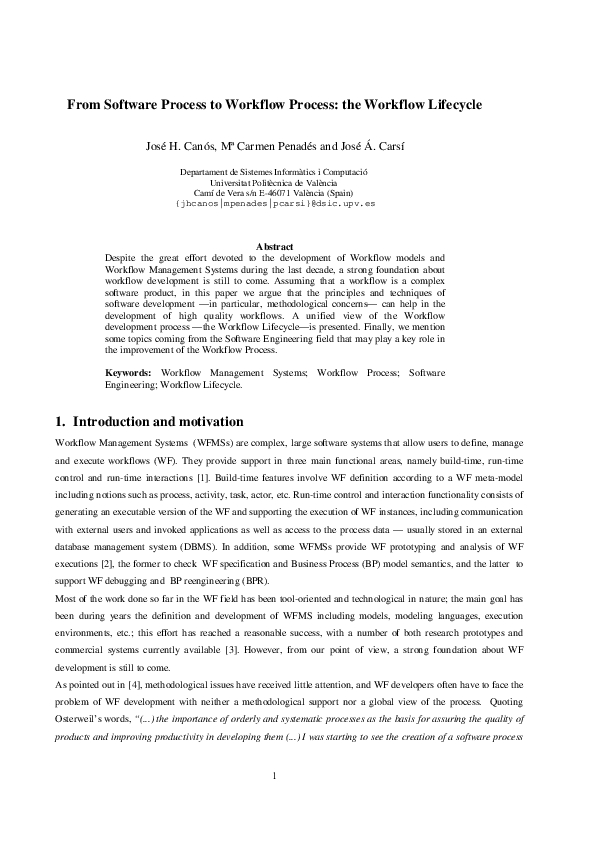 (PDF) From Software Process to Workflow Process: the Workflow Lifecycle