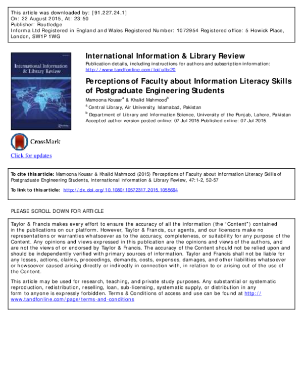 (PDF) Perceptions of faculty about the information literacy skills of ...