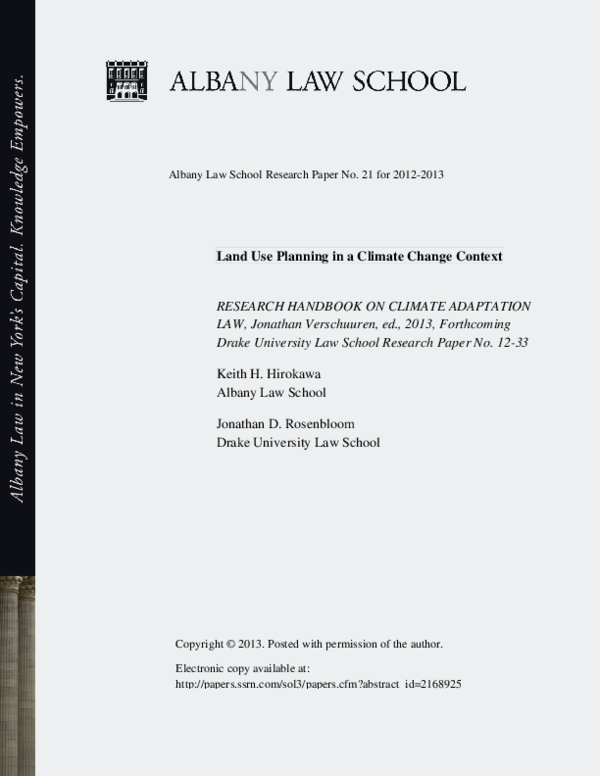 (PDF) Land Use Planning in a Climate Change Context