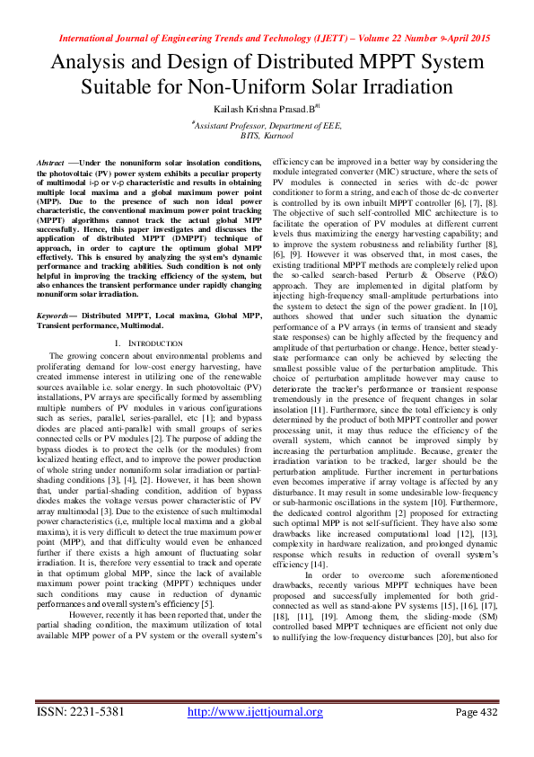 (PDF) Analysis and Design of Distributed MPPT System Suitable for Non ...
