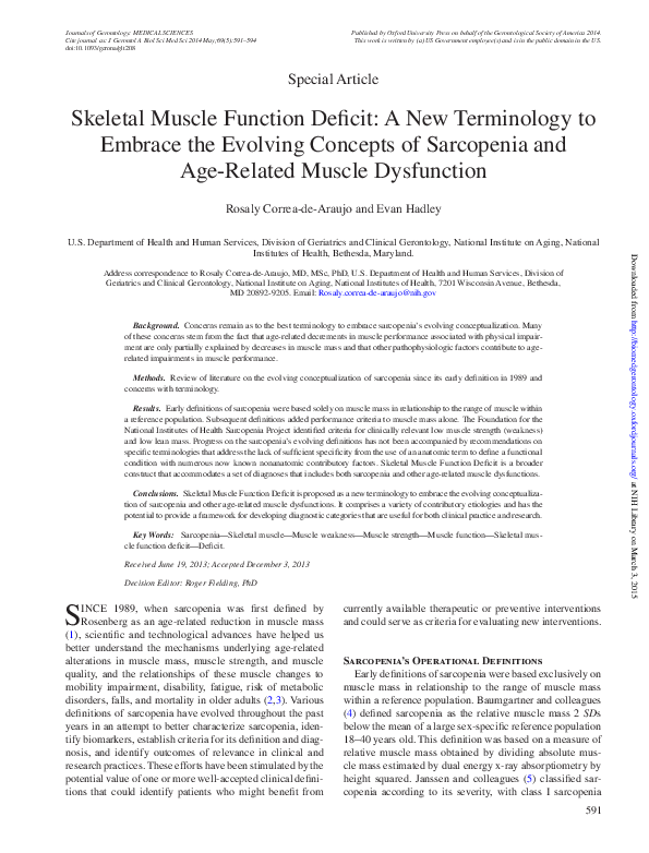 (PDF) Skeletal Muscle Function Deficit: A New Terminology to Embrace ...
