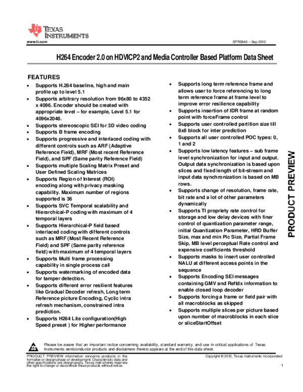(PDF) H264 Encoder 2.0 on HDVICP2 and Media Controller Based Platform ...