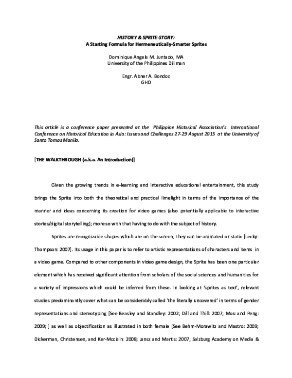 (PDF) HISTORY AND SPRITE-STORY: A Starting Formula for Hermeneutically ...