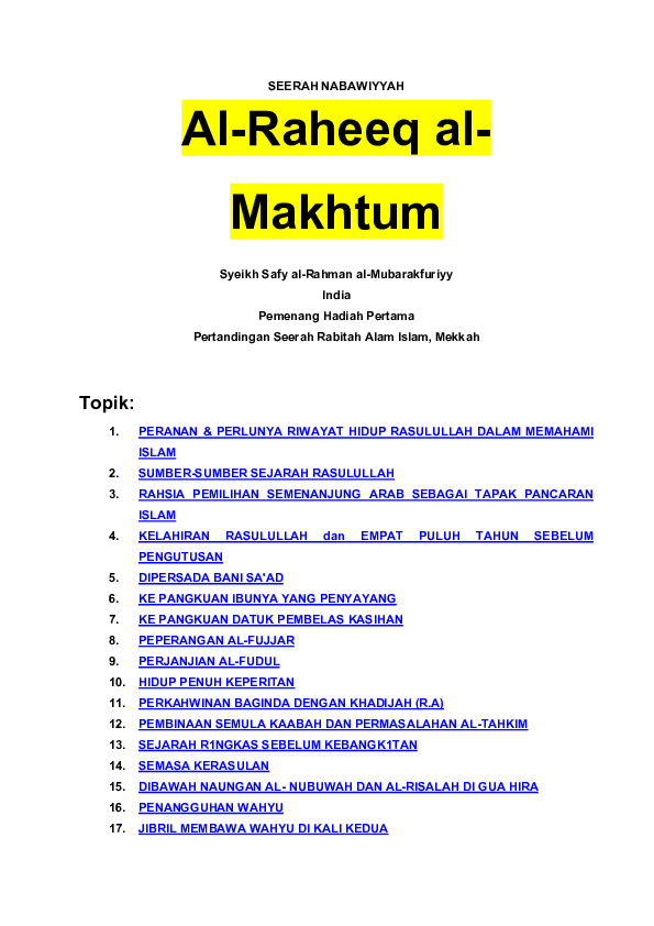 (PDF) Sirah Nabawiyah (Sejarah Nabi) Alief Nadiyatur