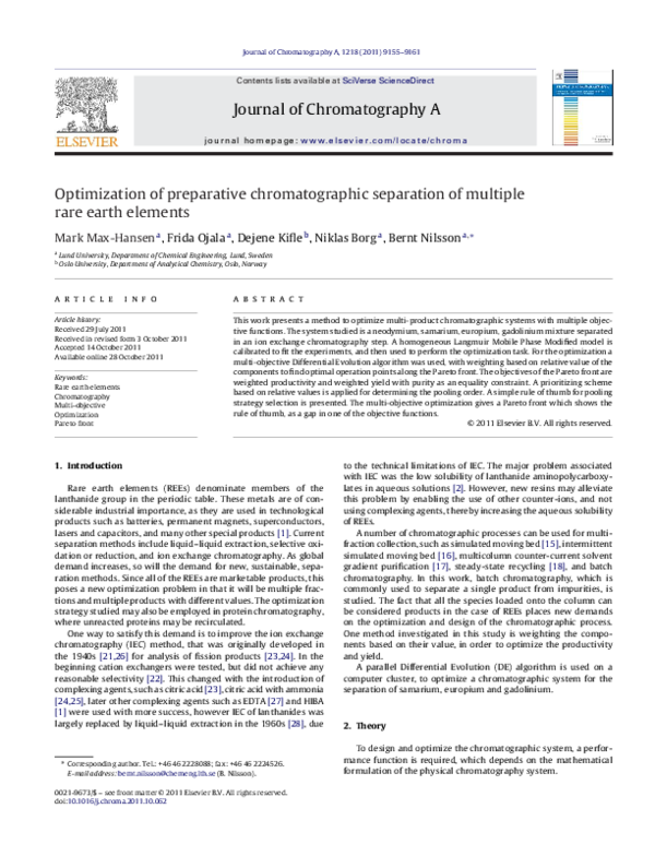 (PDF) Optimization of preparative chromatographic separation of ...