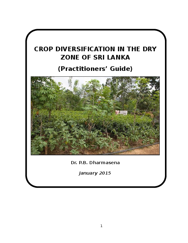 (DOC) CROP DIVERSIFICATION IN THE DRY ZONE OF SRI LANKA Practitioners
